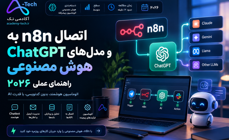 اتصال n8n به ChatGPT و مدل‌های هوش مصنوعی راهنمای عملی 2026 _ Academy-Tech.ir